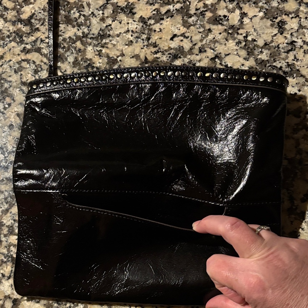 NWT HOBO Zeal Clutch Black Leather with Studded Detail - Picture 13 of 17